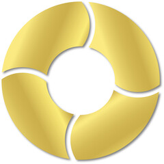 Gold Gradient Infographic Pie Flow Chart Diagram with 4 Sections