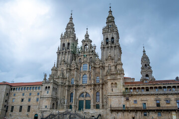 Fototapeta na wymiar Cathedral of Santiago de Compostela, La Coruna, Galicia, Spain. Cloudy day.
