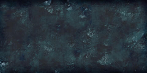 Dark blue with mottled marbled old wall grunge texture. Distressed weathered old navy dark vignette background. Art rough stylized texture banner With space for text. Grunge stucco blue texture.