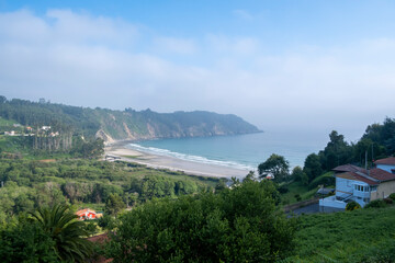 Fototapeta na wymiar View of beach Concha de Artedo at Magdalena, Asturias, Spain.