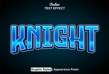 knight text effect with blue graphic style and editable.