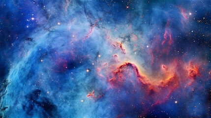 Fototapeta na wymiar Expansive Blue Galaxy with Red Nebulae: High-Resolution
