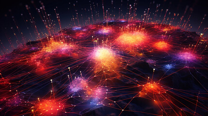 Fototapeta premium Abstract representation of the internet with interconnected nodes and pathways