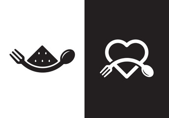 love food logo design spoon and fork design vector illustration.