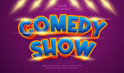 comedy show text effect style. Editable text effect style 3d.