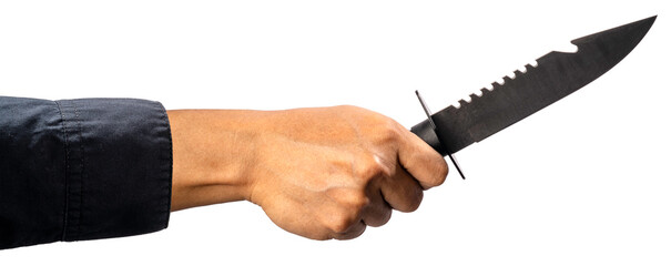 Hand Holding knife on White Background With png file.