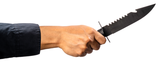 Hand Holding knife on White Background With png file.