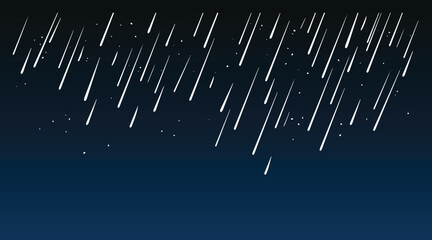 Falling stars vector illustration on night sky background. Falling stars wallpaper  - obrazy, fototapety, plakaty