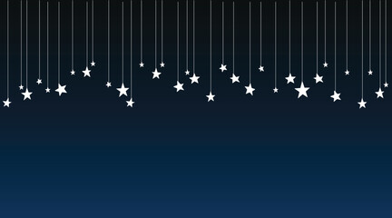 Hanging string stars vector for decoration on black navy background