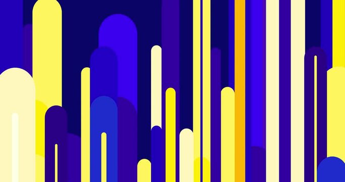 Wipe simple long vertical lines yellow blue version. Linear animation geometric figure. Seamless loop isolated. Motion design element for business, art, fashion, etc...