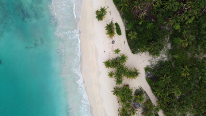 Playa Rincon, Samana, the beach in Dominican Republic. Aerial drone photo.