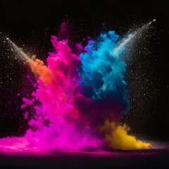 Explosion of colored powder