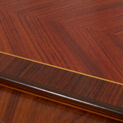 Vintage roll-top secretary desk. 1960s rosewood and mahogany executive desk. Close-up marquetry...