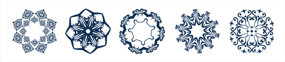 Mandala circle ornament decoration pattern set vector. For graphic design decoration.
