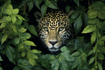 jaguar in bushes. Generative AI