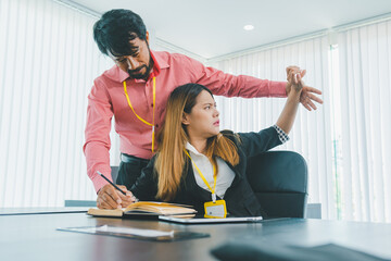 Boss or supervisor touching female employee's shoulder Causing young employees to resist because...