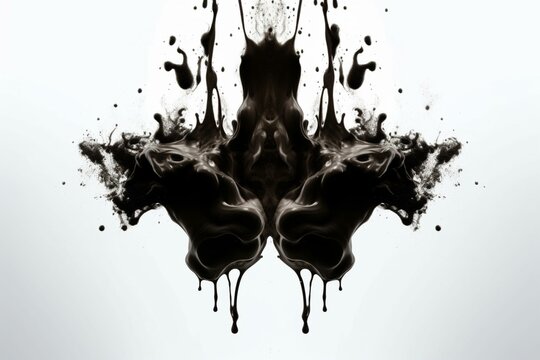 Ink blot for Rorschach test with transparent background. Psychology illustration. Generative AI