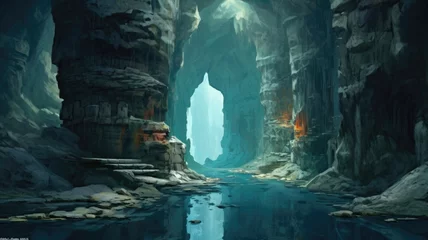 Descend into the depths and witness the enigmatic beauty of underwater caves and grottos. Generative AI © Kanisorn