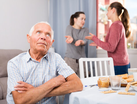 Bad Domestic Quarrel Between Family Members At Home. High Quality Photo