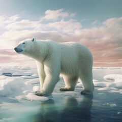 Plakat polar bear in the snow. Generative AI