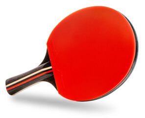 Table Tennis racket and table tennis ball isolated on white background, Ping Pong racket and ping pong ball sports equipment on white With work path. - obrazy, fototapety, plakaty