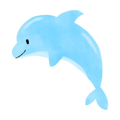 イルカの水彩風手描きイラスト
