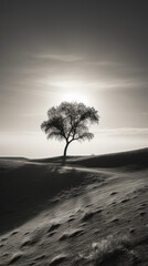 Minimalistic tree in a desert concept