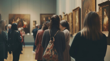 People attending painting art gallery