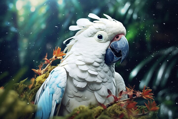blue and white parrot