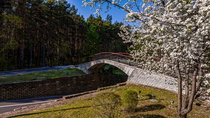 Bridge-Jingyuetan National Forest Park, Changchun, China in spring