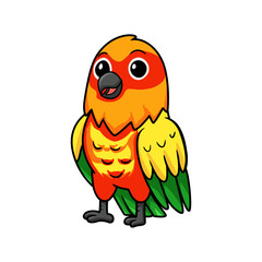 Cute yellow and green parrot lovebird cartoon