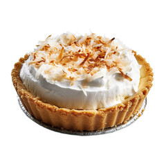 Tropical Delight: Scrumptious Coconut Cream Pie Isolated on White Background - Generative AI