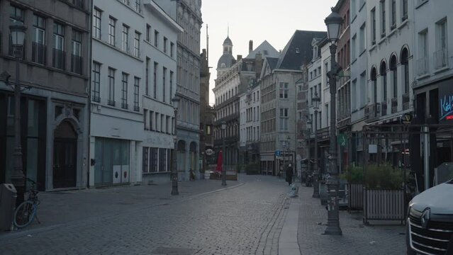 The Grote Markt Street in the Old City Quarter Antwerp, Belgium Morning