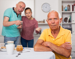 Resentment of an elderly father for adult children. High quality photo