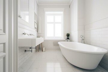 Fototapeta na wymiar Clean white bathroom. Generative AI