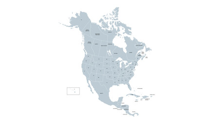 Vector Map of North America and Central America