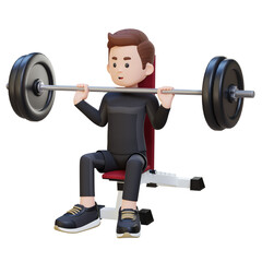 3D Sportsman Character Building Upper Body Strength with Overhead Bench Press Workout