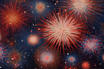 Fototapeta premium Explosions of Freedom: A 4th of July Fireworks Spectacle