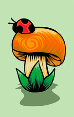 Obraz na płótnie Canvas insect infested mushroom illustration vector design