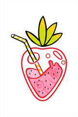 Strawberry drink illustration vector design