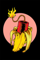 banana bomb illustration vector design