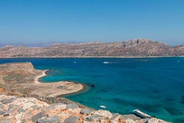 Obraz premium view from the island of Gramvousa to Balos bay. Greece.