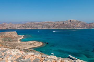 view from the island of Gramvousa to Balos bay. Greece.