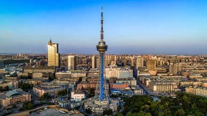Morning view of Jilin Radio and TV Tower in Changchun, China
