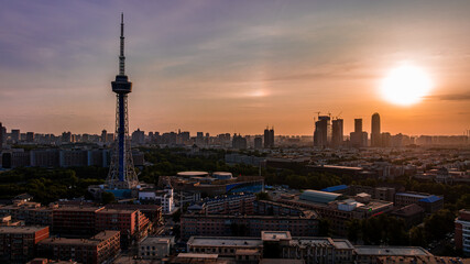 Morning view of Jilin Radio and TV Tower in Changchun, China