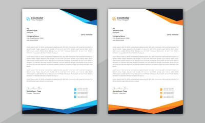 Abstract Corporate Business Style Letterhead Design Vector Template. Clean and professional corporate company
business letterhead template design with color variation bundle. Letterhead design