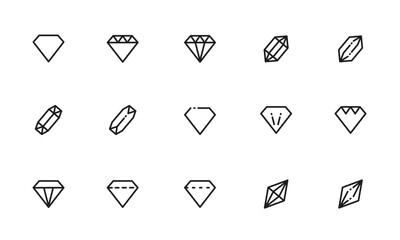ダイヤモンドのアイコンセット/宝石/鉱物/ジュエリー/イラスト/ベクター/要素