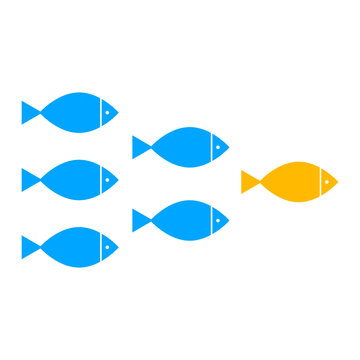 fish, school icon. Vector illustration. Stock image.