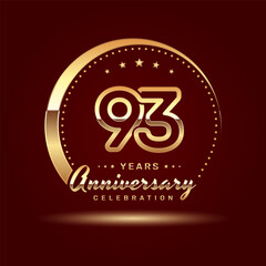 93 year anniversary celebration logo design with a number and golden ring concept, logo vector template