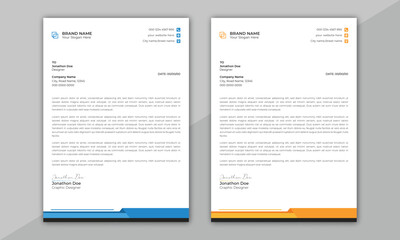 Abstract Corporate Business Style Letterhead Design Vector Template. Clean and professional corporate company
business letterhead template design with color variation bundle. Letterhead design
